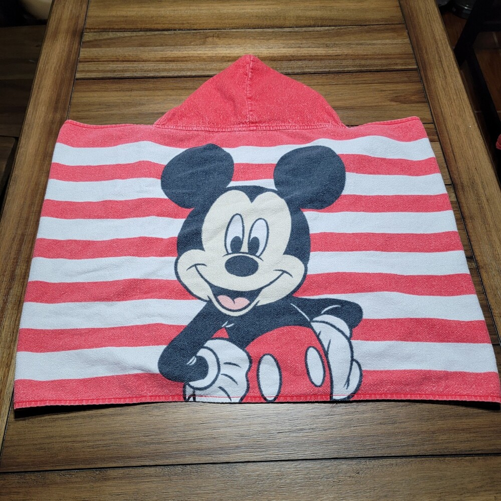 Disney Mickey Mouse Classic Stripes Small Hooded Terry Cloth Towel